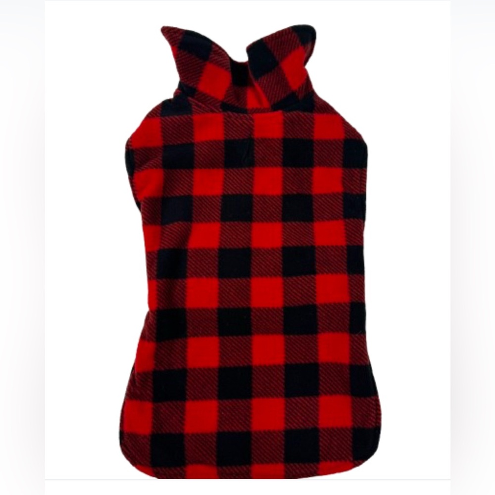 Red & Black Buffalo Plaid Dog Fleece Sweater